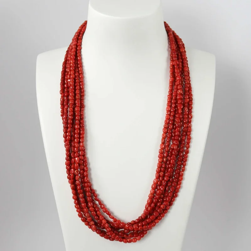 Women's chain necklaces-Coral Bead Necklace