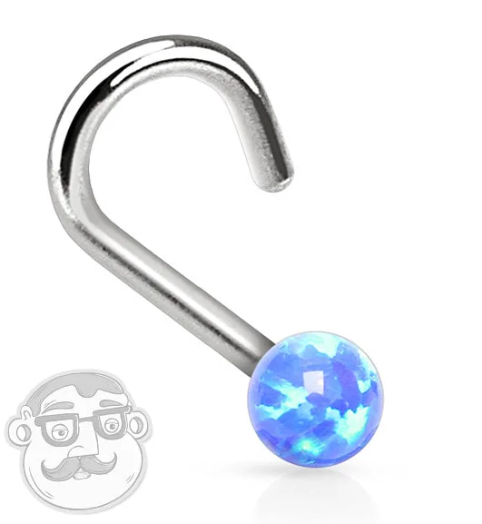 High-end women's rings-20G - 18G Blue Opalite Nose Screw Ring