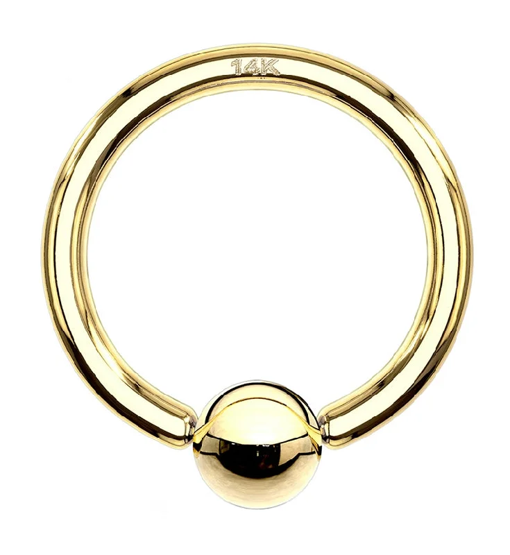 Women's spiritual rings-14kt Gold Captive Bead Ring