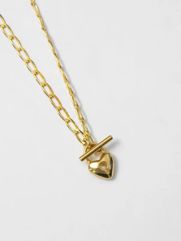 Women's celestial necklaces-Heart Toggle Necklace in Gold