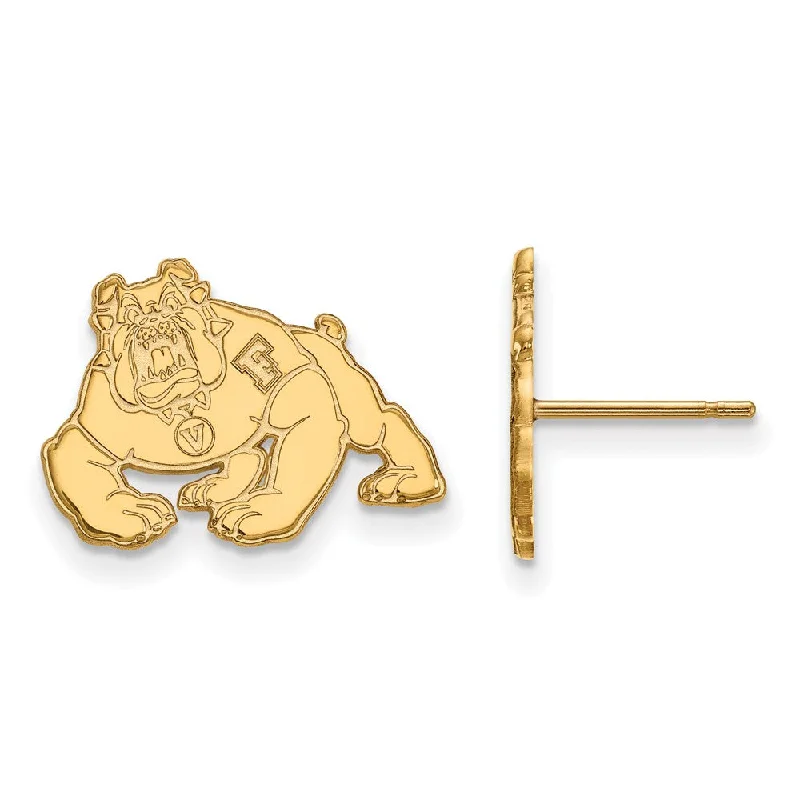 Women's threader earrings-14k Gold Plated Silver California State U Fresno Post Earrings