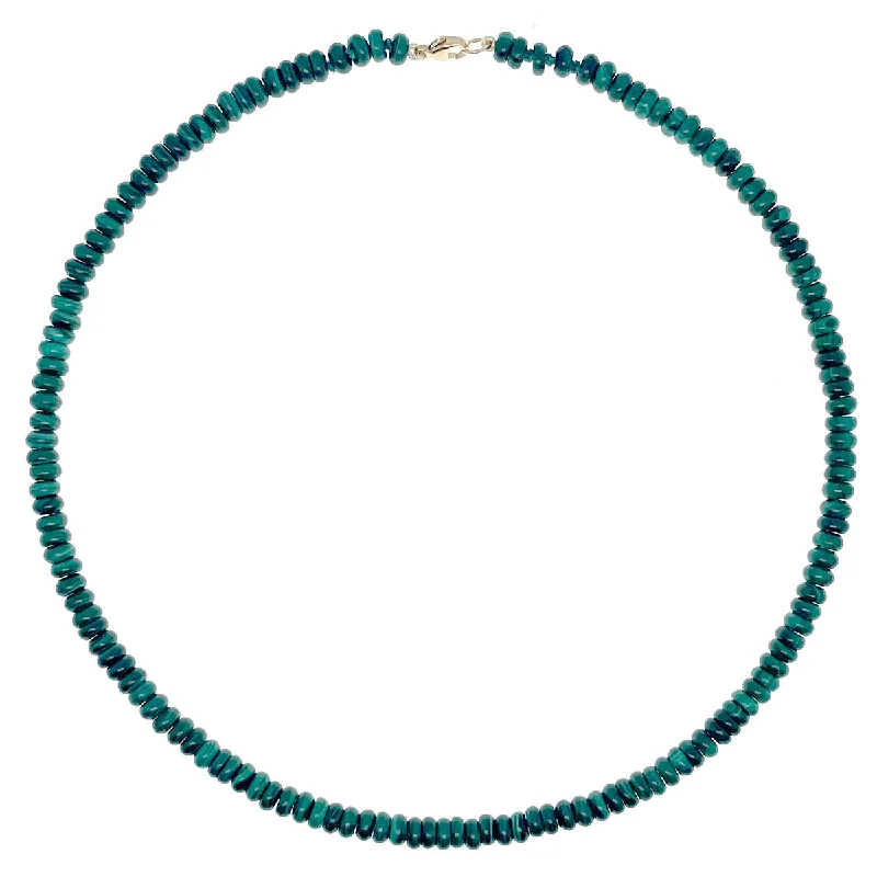 Women's rose gold necklaces-Beaded Mini Malachite Necklace