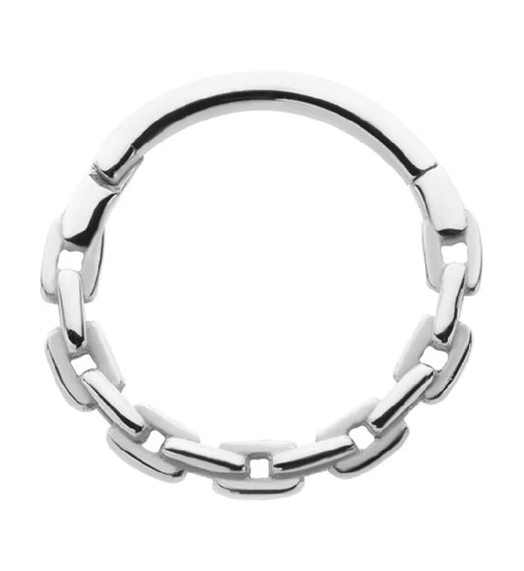 Women's fingerprint rings-Chain Link Stainless Steel Hinged Segment Ring