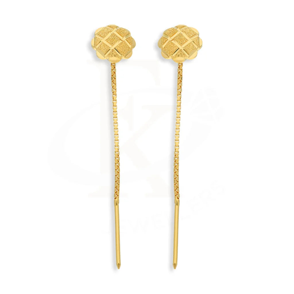 Women's unique earrings-Gold Flower Tic-Tac Drop Earrings 22KT - FKJERN22K5082