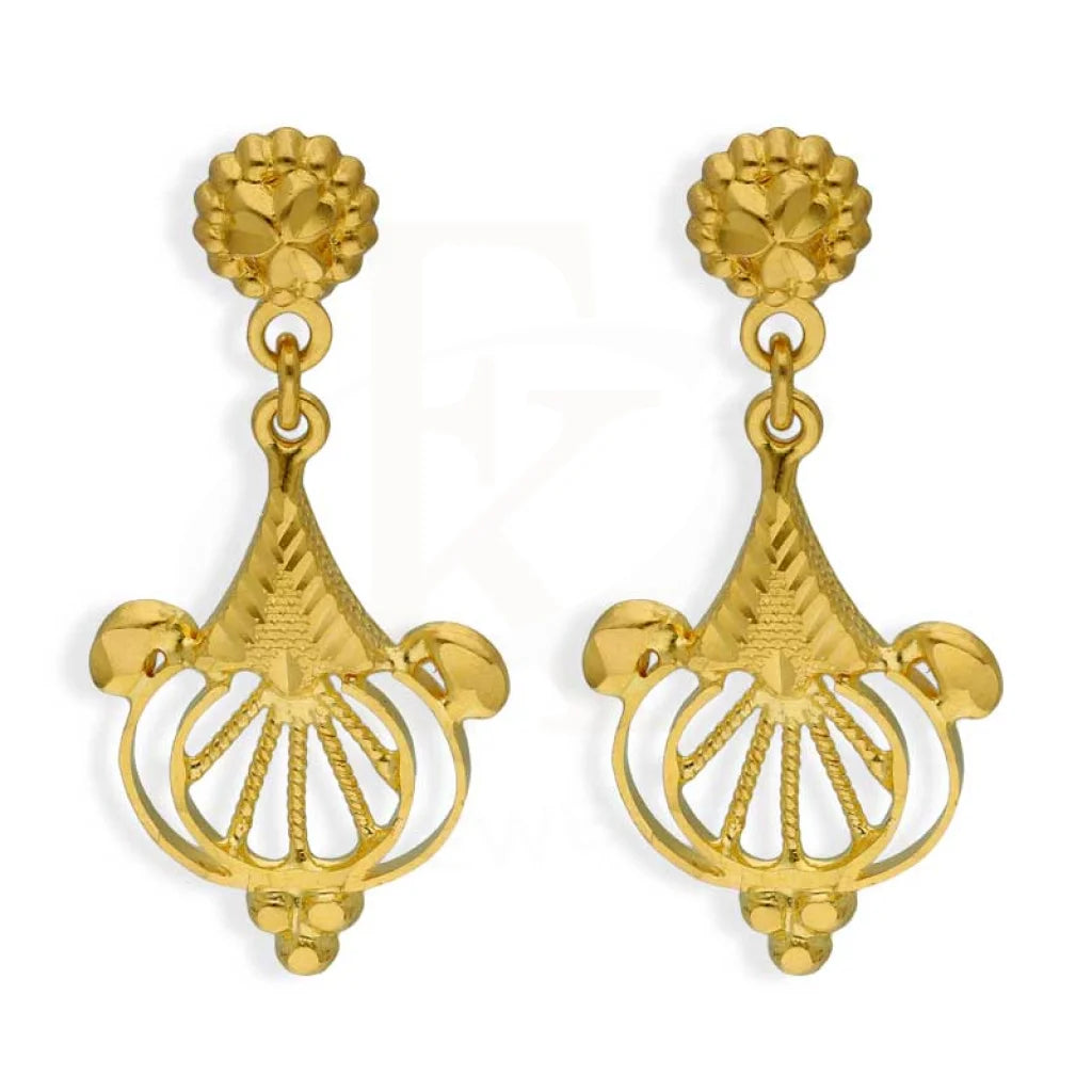 Women's silver-plated earrings-Gold Drop Earrings 22KT - FKJERN22K2721