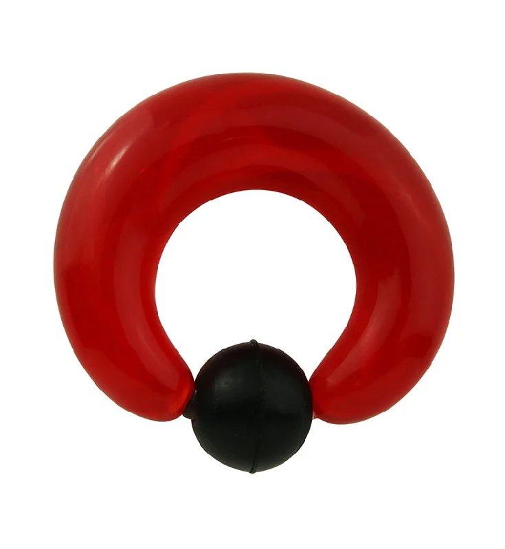 Women's bohemian rings-Red Glass Captive Ring