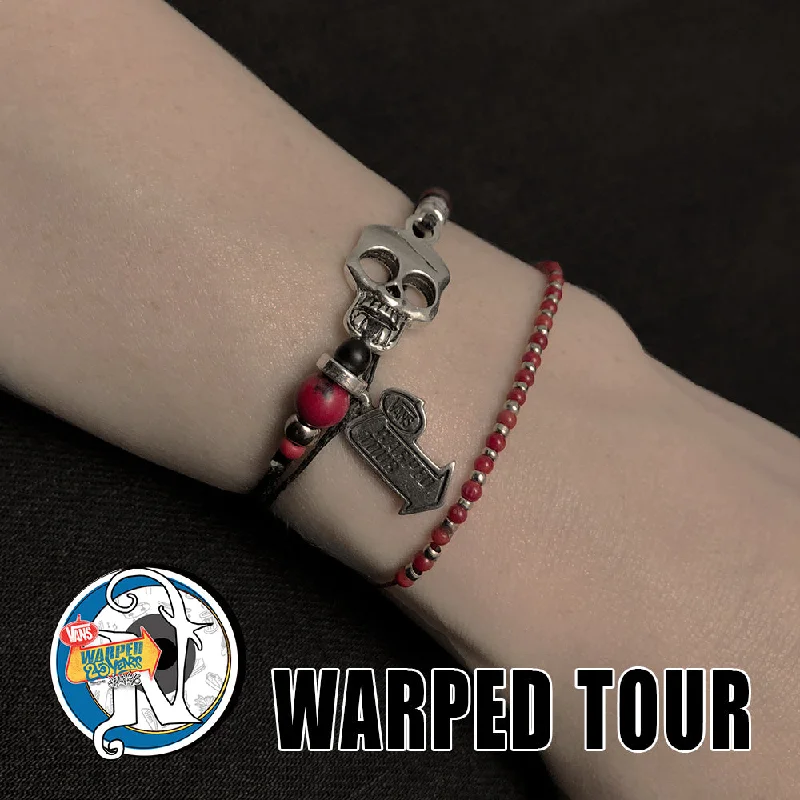 Women's graduation bangles-Red 2 Bracelet NTIO Bundle by Vans Warped Tour