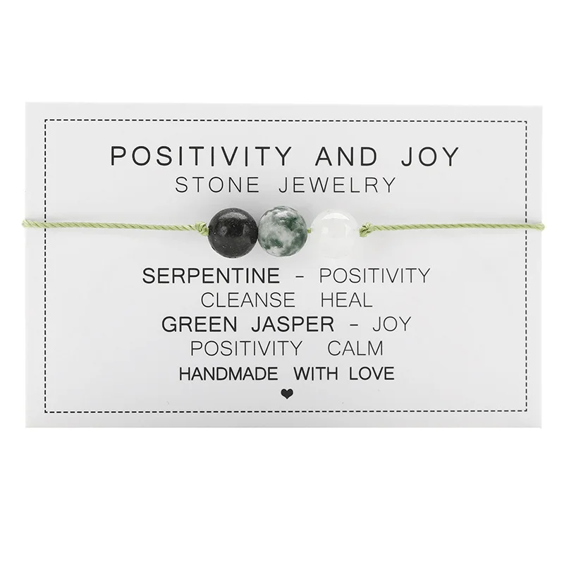 Women's religious bangles-Adjustable 'Positivity and Joy' Natural Stone Wish / Friendship Bracelet