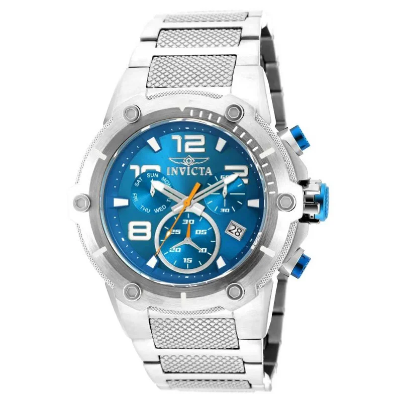 Affordable women's bangles-Invicta 19527 Men's Speedway Blue Dial Steel Bracelet Chronograph Watch