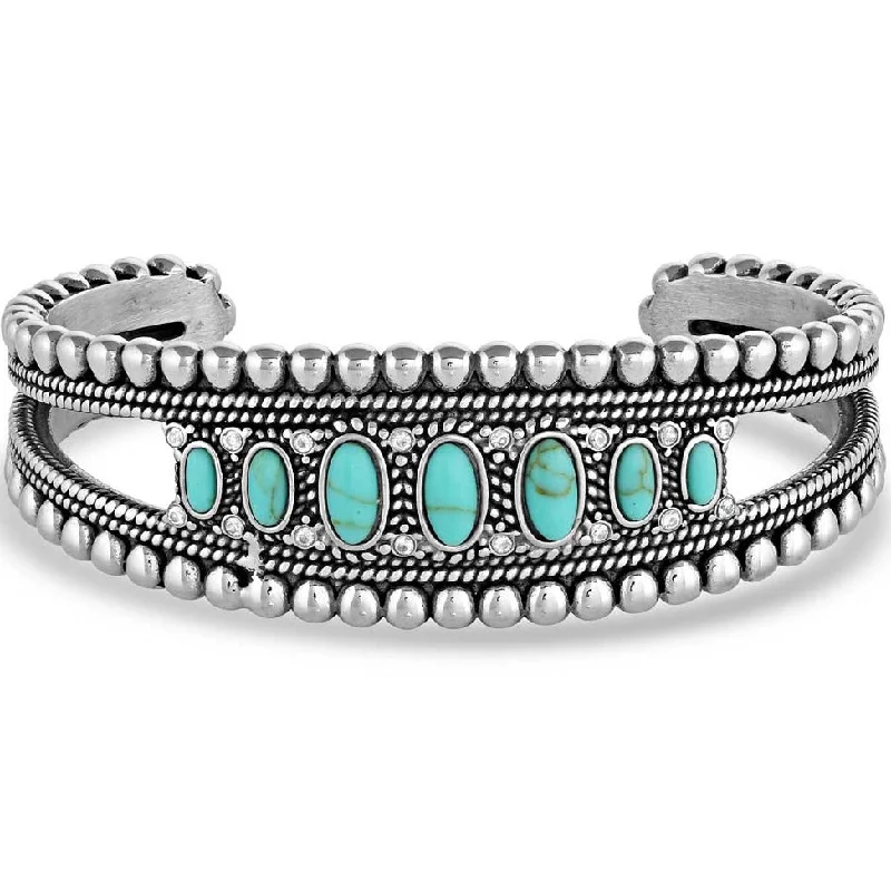 Women's titanium bangles-Montana Silversmiths Lucky Roads Turquoise Cuff Bracelet