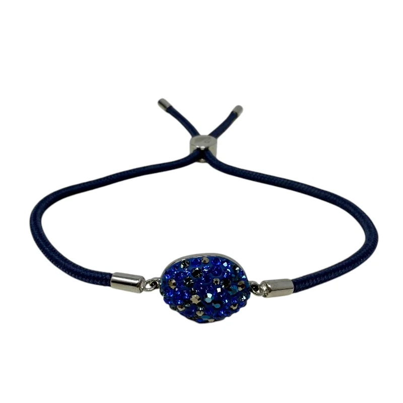 Women's titanium bangles-Power Water Element Blue Crystal Cord Bracelet Designer By Swarovski