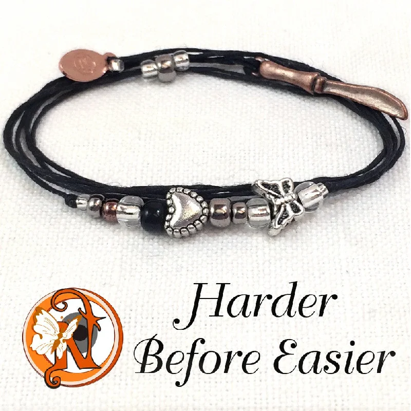 Women's moon phase bangles-Harder Before Easier 6 months NTIO Butterfly Project Bracelet