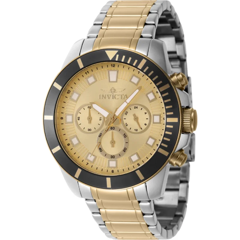 Women's Mother's Day bangles-Invicta Men's Watch - Pro Diver Quartz Chrono Gold Dial Two Tone Bracelet | 46049