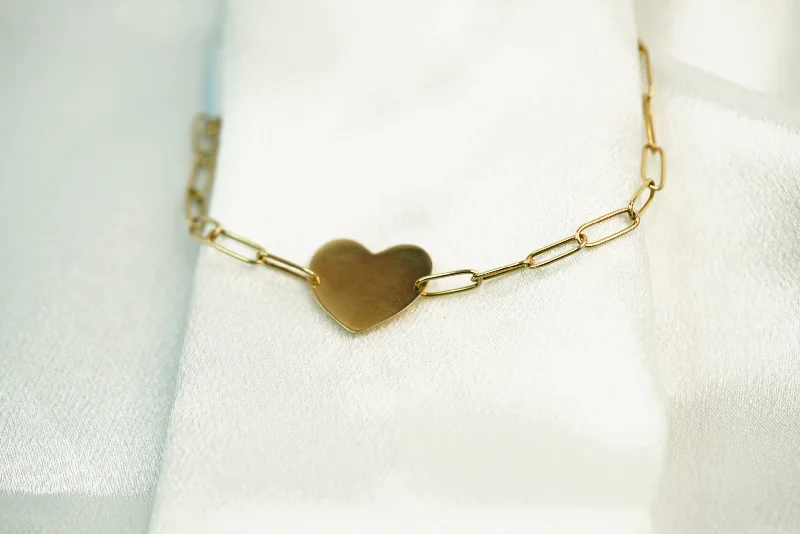 Women's exclusive bangles-14k Clip Heart Bracelet