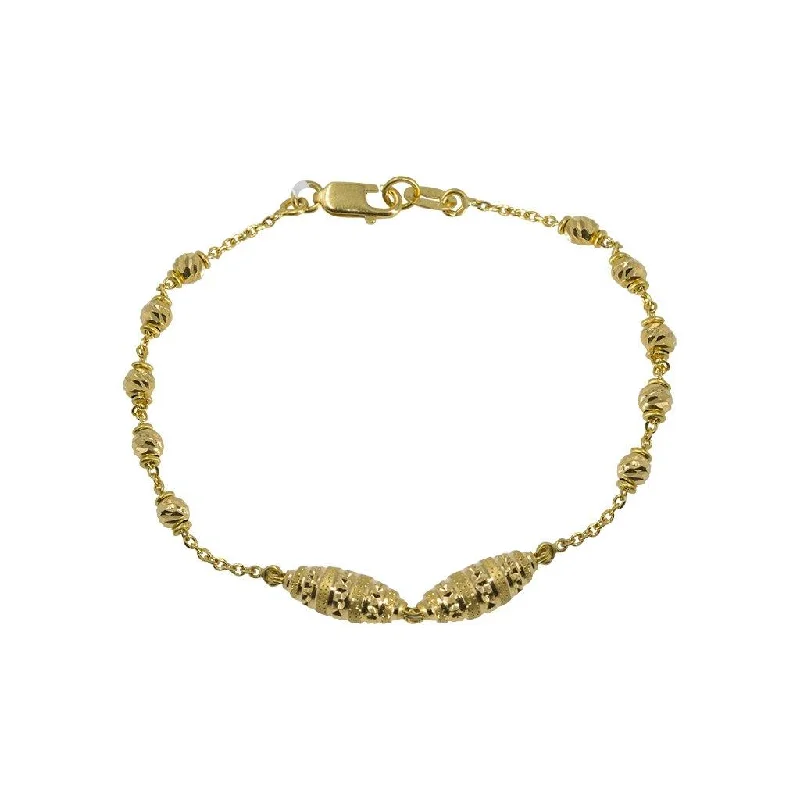 Women's crystal bangles-22K Yellow Gold Bracelet W/ Accent "Honeycomb" Beads