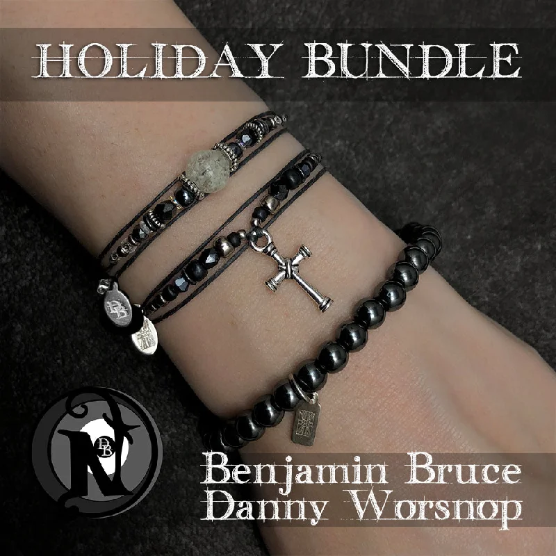 Women's silver-plated bangles-Silver 3 Piece Holiday NTIO Bracelet Bundle by Ben Bruce