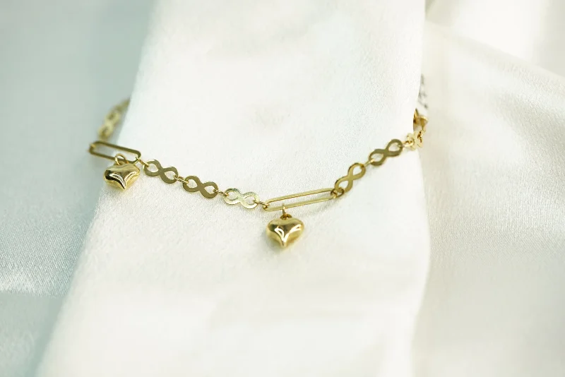 Handmade women's bangles-14k Infinity Heart with Clip Bracelet