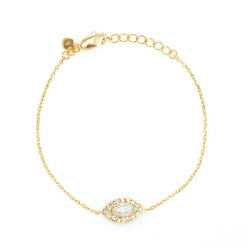 Women's statement bangles-Evil Eye Bracelet in Gold Crystal