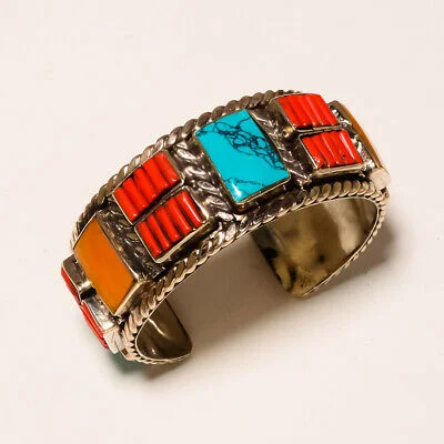 Women's photo bangles-Natural Turquoise Wide Cuff Bracelet