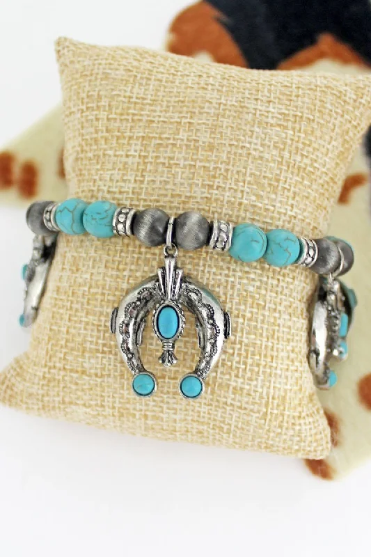 Women's leather bracelets-Naja Silver Pearl and Turquoise Beaded Charm Bracelet