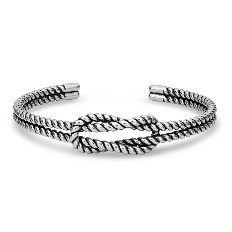 Women's Christmas bangles-Montana Silversmiths Square Knot Rope Cuff Bracelet