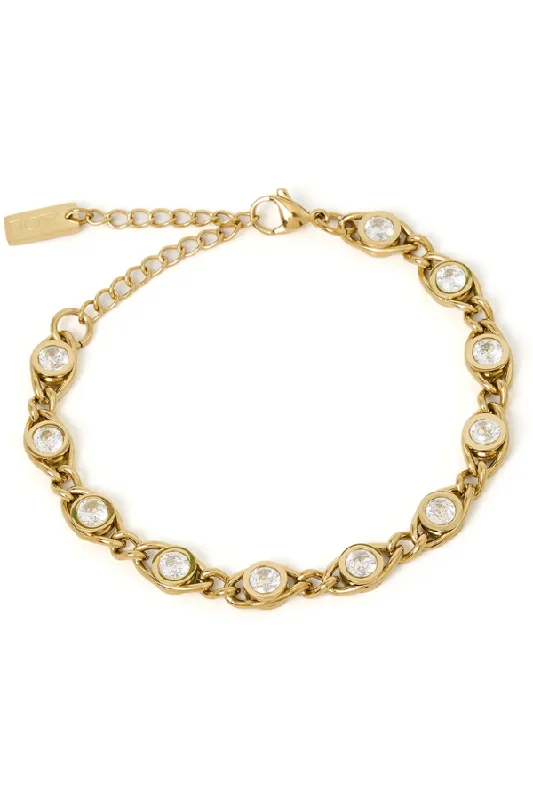 Trendy women's bangles-Cassandra Gold Bracelet Stone