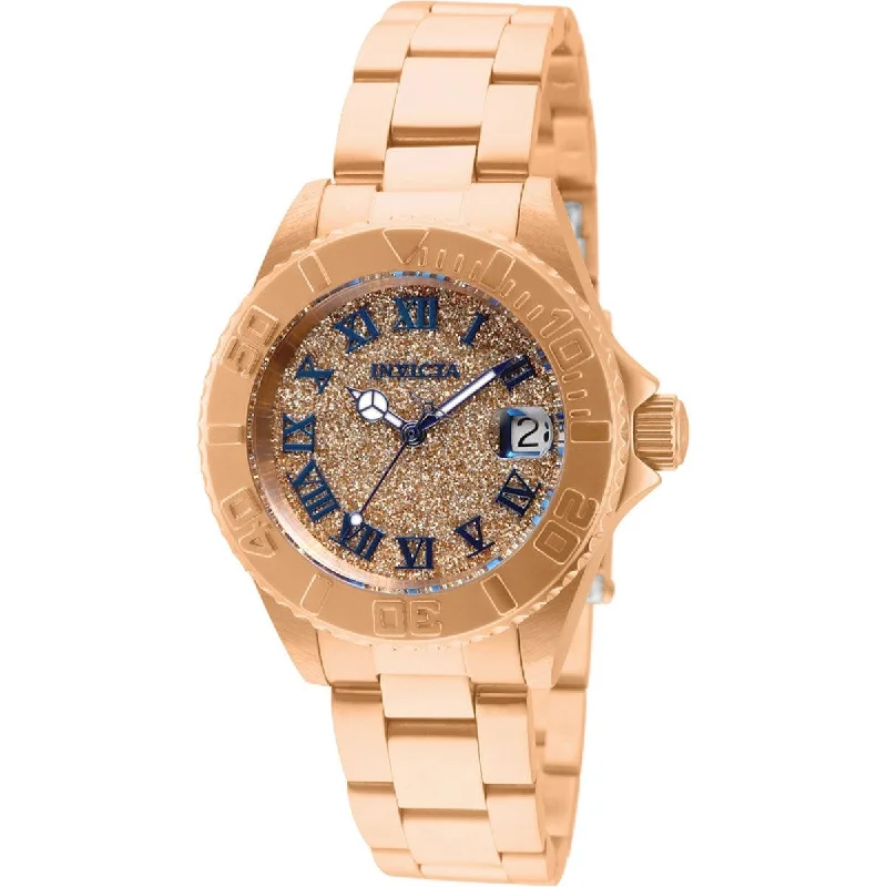 Women's chain bracelets-Invicta Women's Quartz Watch - Angel Rose Gold Dial Stainless Steel Bracelet | 33361