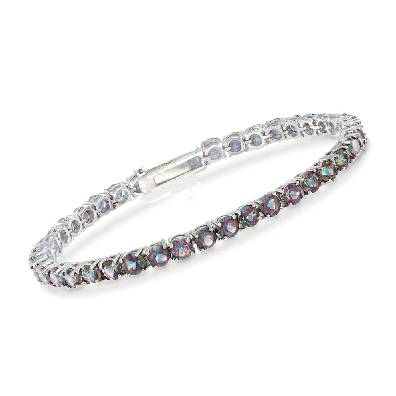 Women's leather bracelets-18kt White Gold Plated 14.5ctw Mystic Topaz Tennis Bracelet