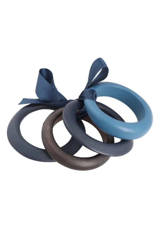 High-end women's bangles-Italian Blue Bangle Bracelets