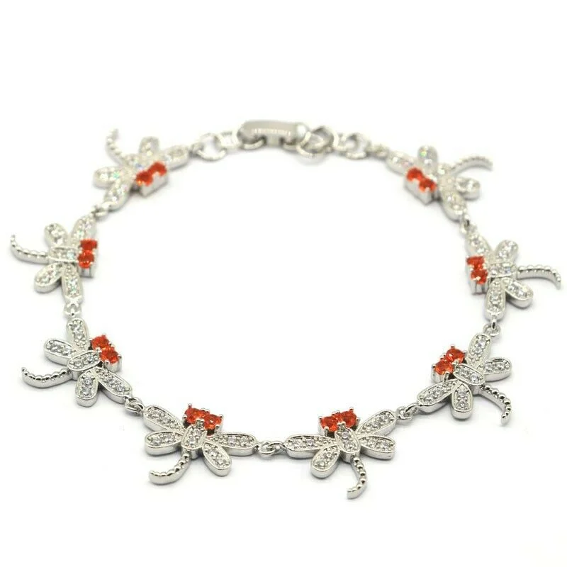 Women's holiday bangles-Orange Spessartite Dragonfly Tennis Bracelet