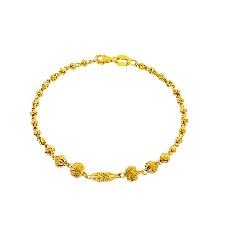 Women's moon phase bangles-22K Yellow Gold 7.5 inch Beaded Bracelet (7.2gm)