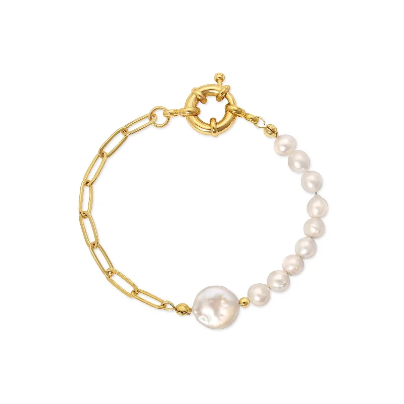 Women's Buddha bangles-Link Chain Pearl Bracelet