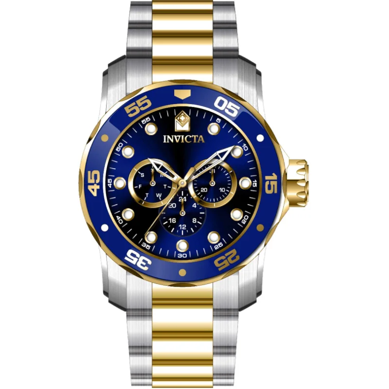 Women's investment bangles-Invicta Men's Watch - Pro Diver Scuba Quartz Gold and Blue Bezel Bracelet | 45724