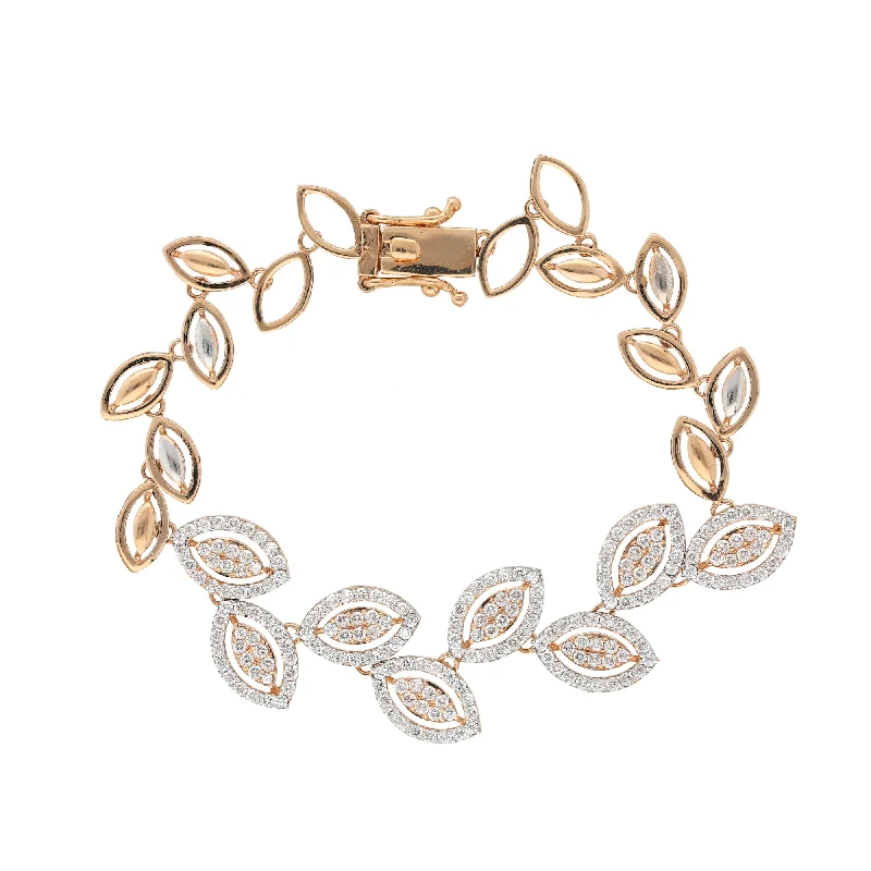 Women's titanium bangles-18K Rose Gold & CZ Artisan Bracelet (11.4gm)