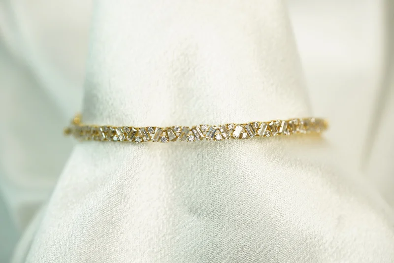 Minimalist women's bangles-14k Crystallized Line Bangle Bracelet