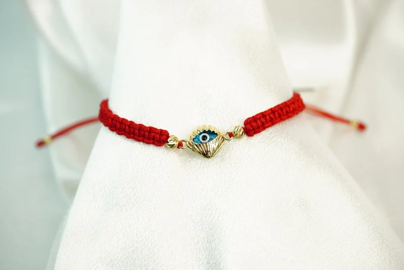 Women's star bangles-14k Eye with Red Adjustable Bracelet