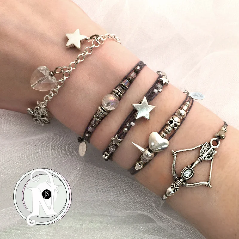 Women's pearl bangles-White Line 4 Piece Bracelet Bundle by Juliet Simms