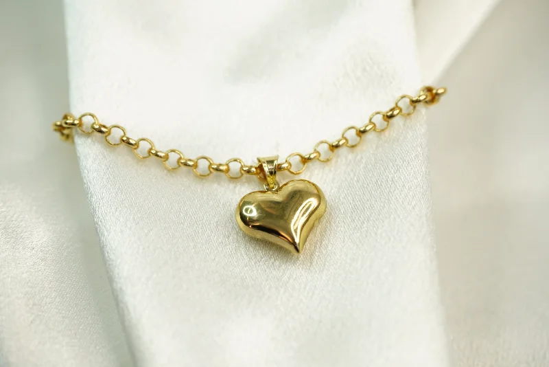 Women's graduation bangles-14k Rolo Heart Bracelet