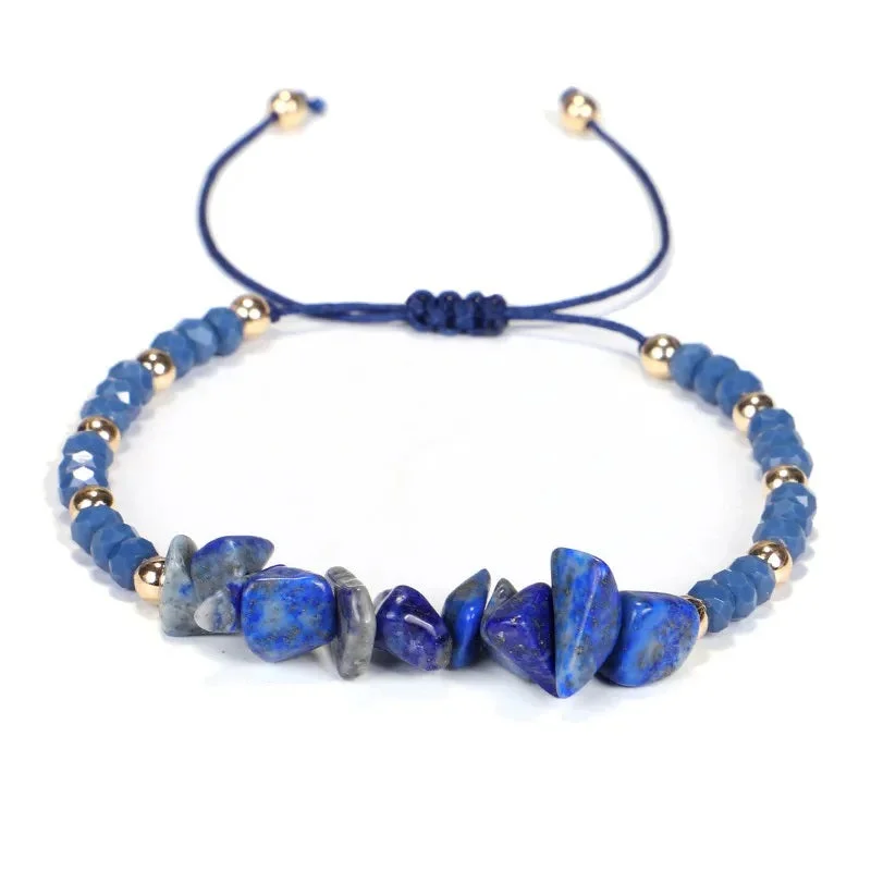 Women's bridal bangles-Adjustable 'Lapis Lazuli' Natural Stone Wish Bracelet / Friendship Bracelet