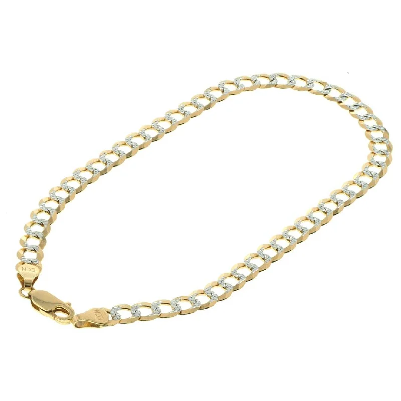 Women's astrology bangles-Diamond Cut Curb Anklet Bracelet for Women in 14K Gold