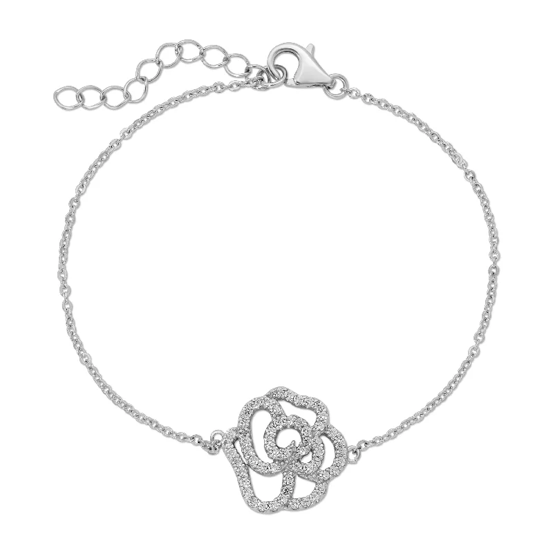 Women's sizeable bangles-Lotus Silver Bracelet