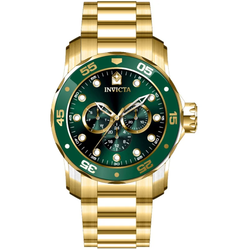 Women's holiday bangles-Invicta Men's Quartz Watch - Pro Diver Green Dial Yellow Gold Bracelet | 45727