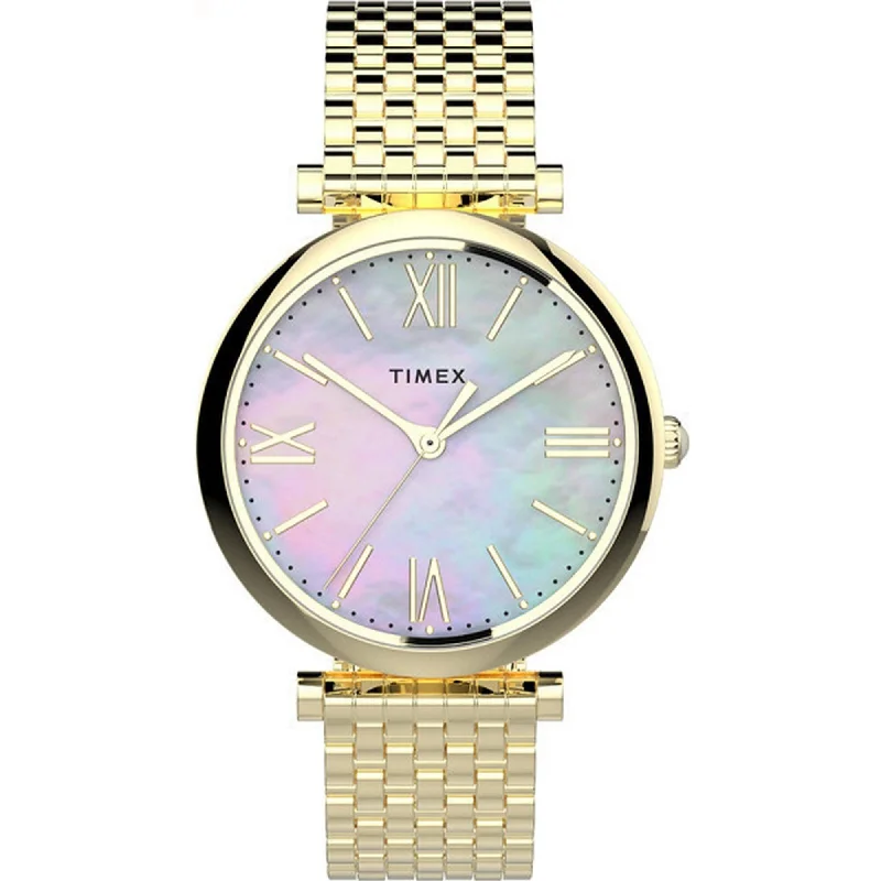 Custom women's bangles-Timex Women's Watch - Parisienne Mother of Pearl Dial Steel Bracelet | TW2T79100VQ