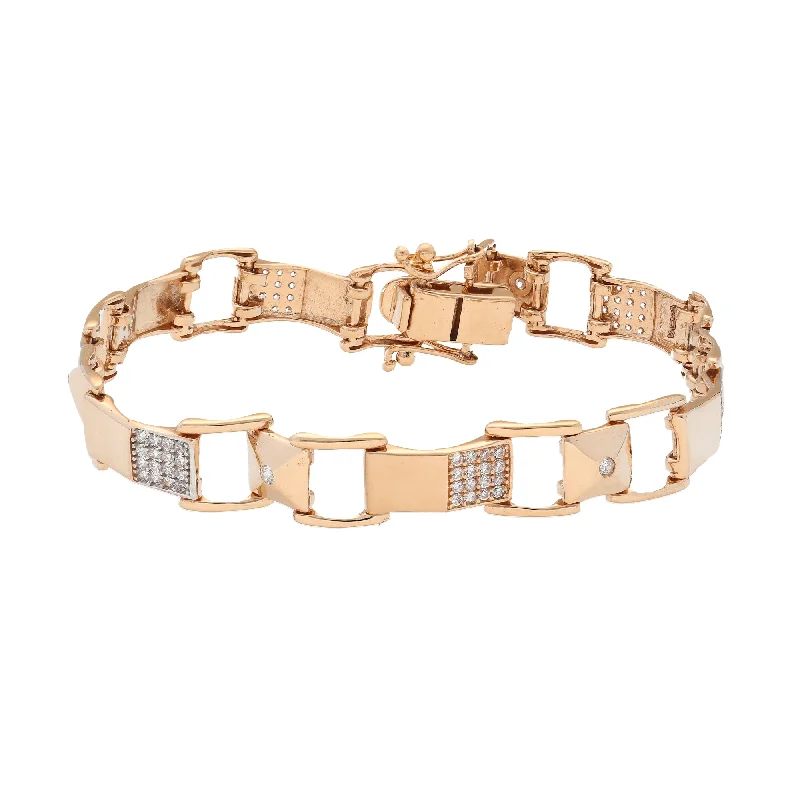 Women's photo bangles-18K Rose Gold & CZ Link Bracelet (18.2gm)