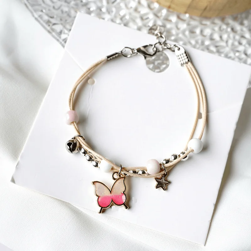 Women's Christmas bangles-Children's 'Shades of Pink Butterfly' Wish Bracelet / Friendship Bracelet