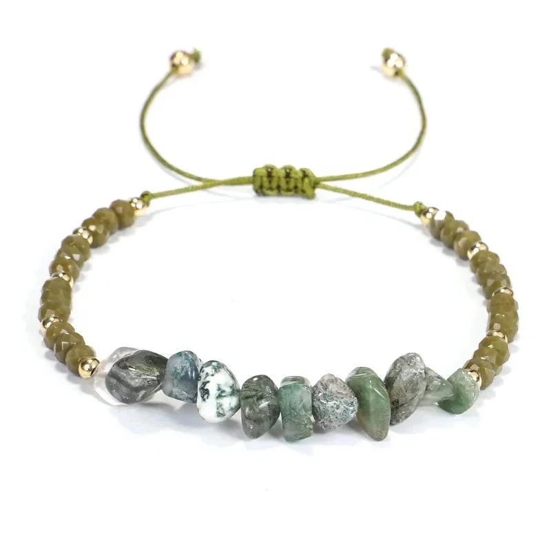 Women's alloy bangles-Adjustable 'Indian Agate' Natural Stone Wish Bracelet / Friendship Bracelet