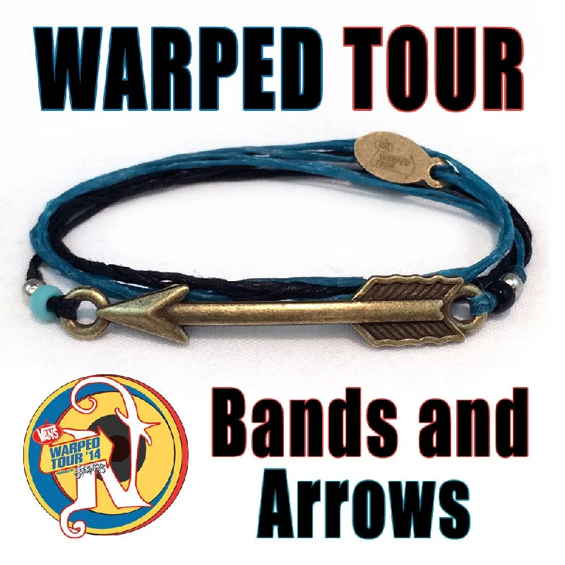 Women's stainless steel bangles-Turquoise Bands and Arrows NTIO Bracelet by Vans Warped Tour