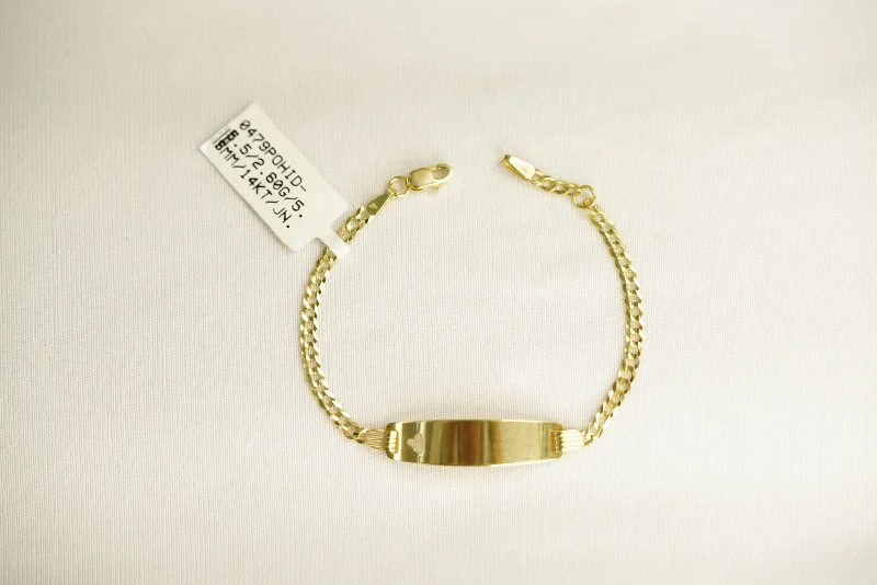 Women's birthstone bangles-14k ID Heart Baby Bracelet