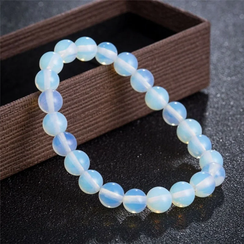 Women's religious bangles-8mm Natural Rainbow Moonstone Bead Bracelet