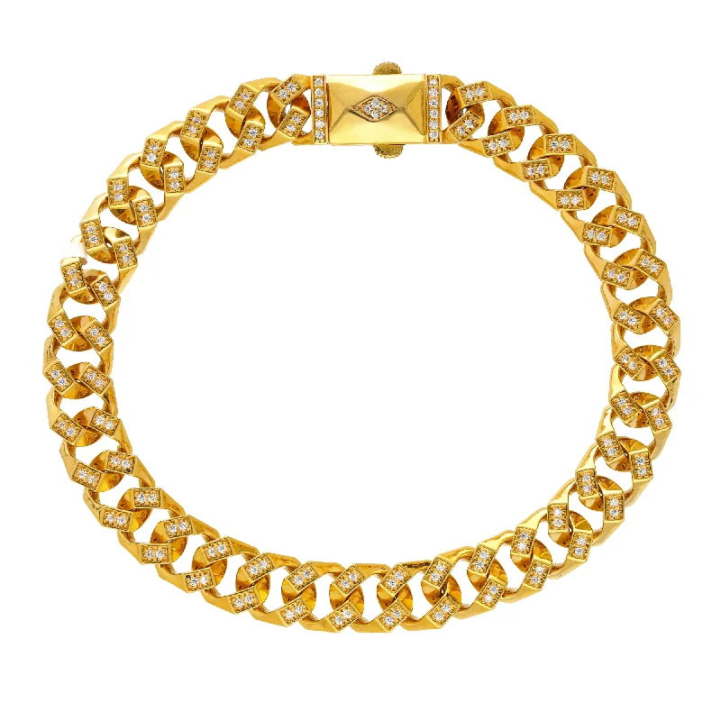 Women's diamond bangles-22K Yellow Gold & CZ Link Bracelet (27gm)